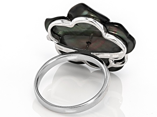 Tahitian Mother-Of-Pearl Rhodium Over Sterling Silver Ring - Size 7