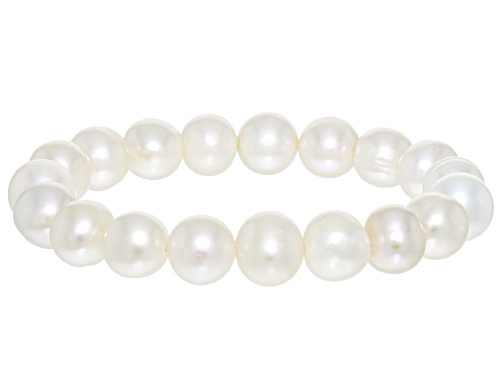 10.5mm White Cultured Freshwater Pearl Rhodium Over Sterling Silver Necklace Bracelet & Earring Set