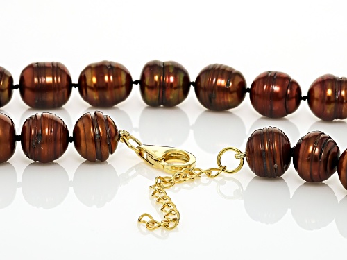 11.5mm Mahogany Cultured Freshwater Pearl 14k Yellow Gold Over Sterling Silver Necklace - Size 20