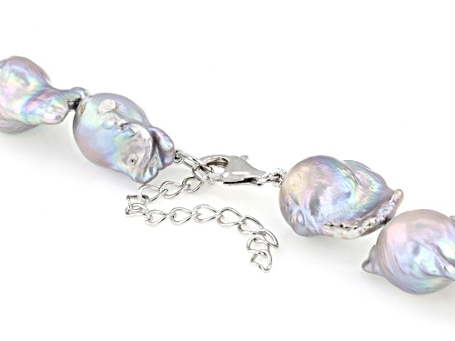 Genusis™ 13-15mm Platinum Cultured Freshwater Pearl Rhodium Over Sterling Silver Necklace - Size 20