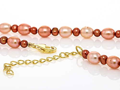 4mm & 6mm Cultured Freshwater Pearl 14k Yellow Gold Over Sterling Silver Necklace - Size 20
