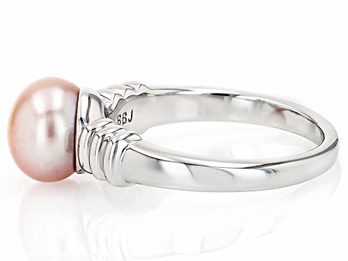 8-9mm Lavender Cultured Freshwater Pearl Rhodium  Over Sterling Silver Ring - Size 10