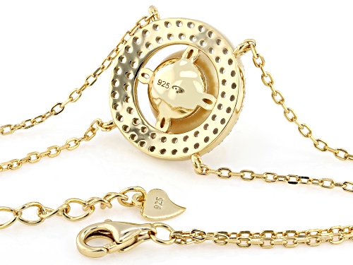 10mm Golden Cultured South Sea Pearl With White Zircon 18k Yellow Gold Over Silver Bracelet