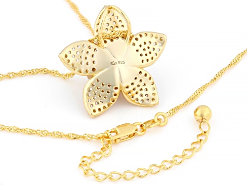 10mm Golden Cultured South Sea Pearl With Citrine & Zircon 18k Gold Over Silver Pendant With Chain