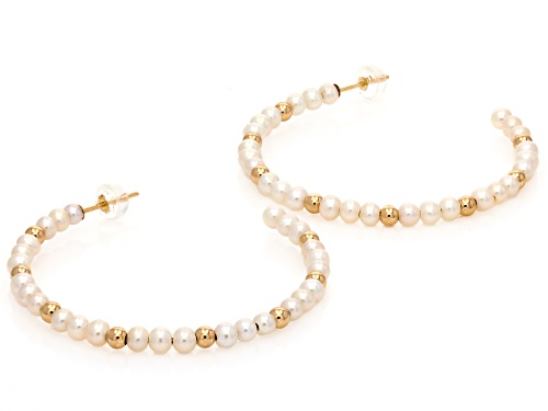 3mm White Cultured Freshwater Pearl 14k Yellow Gold 45mm Earrings