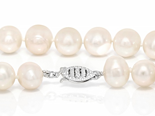 8-9mm White Cultured Freshwater Pearl Rhodium Over Silver 18 Inch Strand Necklace and Earring Set