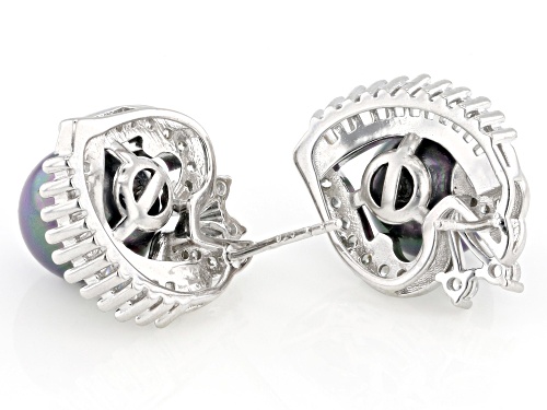 Pearlfection® 10mm Peacock Simulant And Bella Luce® Rhodium Over Sterling Silver Earrings