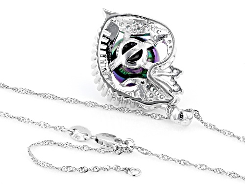 Pearlfection® 12mm Peacock Simulant & Bella Luce® Rhodium Over Sterling Silver Pendant With Chain