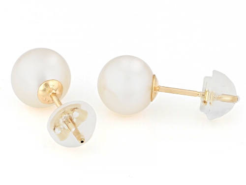 6mm White Cultured Freshwater Pearl 14k Yellow Gold Earrings