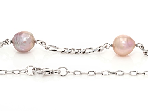 Genusis™ 8.5mm Multi-Color Cultured Freshwater Pearl Rhodium Over Sterling Silver 20 Inch Necklace - Size 20