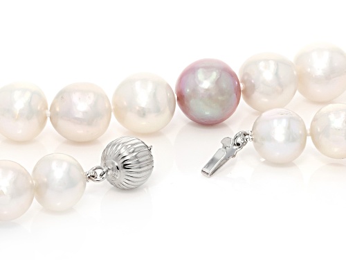 Genusis™ 10-12mm White & Purple Cultured Freshwater Pearl Rhodium Over Silver 20 Inch Strand - Size 20