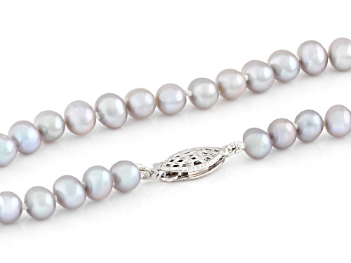 5mm Platinum Cultured Freshwater Pearl Sterling Silver 18 Inch Strand Necklace - Size 18