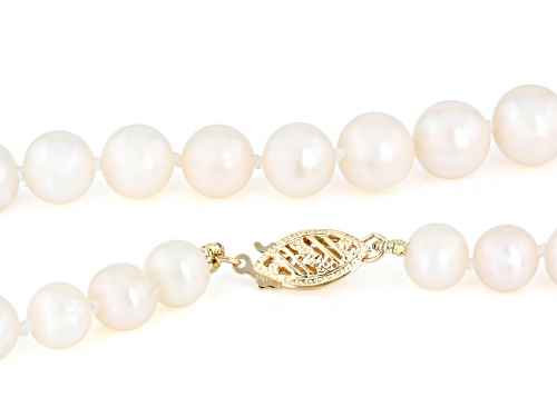 6-11mm White Cultured Freshwater Pearl 14k Yellow Gold 18 Inch Strand Necklace - Size 18