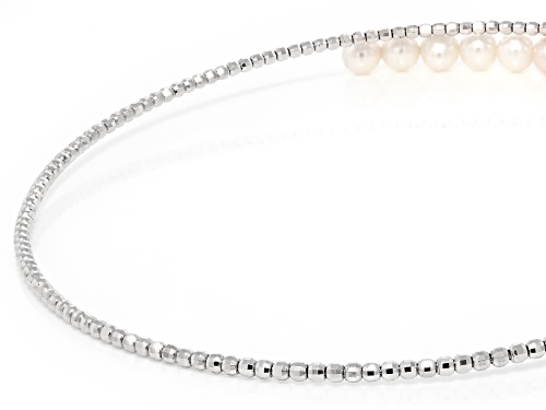 7mm Multi-Color Cultured Freshwater Pearl Rhodium Over Sterling Silver Bypass Necklace