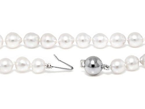 6mm White Cultured Freshwater Pearl Rhodium Over Sterling Silver 18 Inch Strand Necklace - Size 18