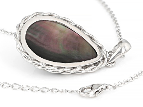 18x25mm Platinum Cultured South Sea Mabe Pearl Rhodium Over Sterling Silver Pendant With Chain