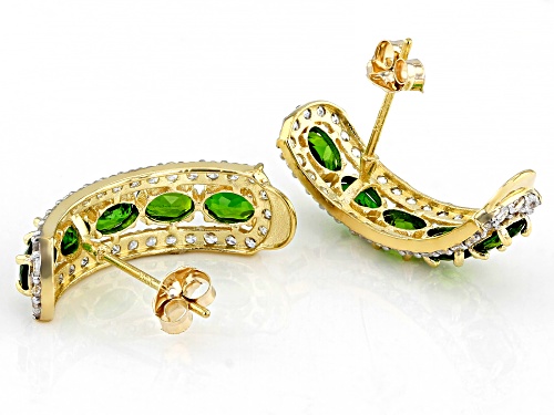 1.80ctw Oval Chrome Diopside with .78ctw Round White Zircon 10k Yellow Gold Earrings