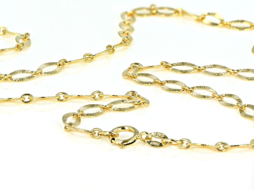10KT Yellow Gold Diamond Cut Oval Necklace 20