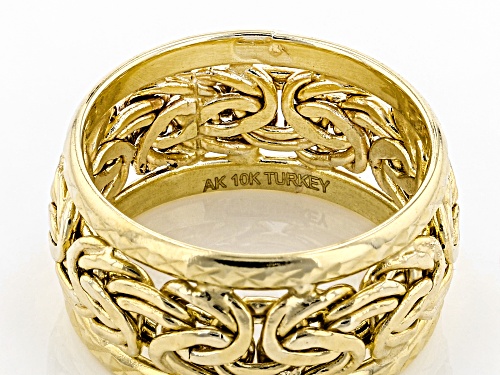 10k Yellow Gold Byzantine Link Band Ring - Size 7