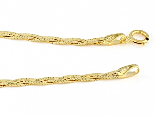 10K Yellow Gold 2.6MM Hammered Braided Curb Link Bracelet - Size 7.25