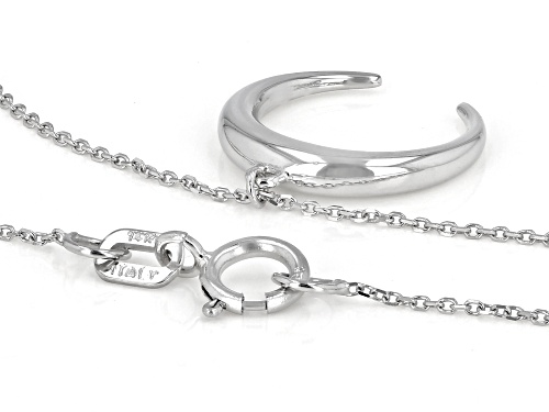 Splendido Oro™ 14K White Gold Diamond-Cut Crescent Horn Necklace - Size 18