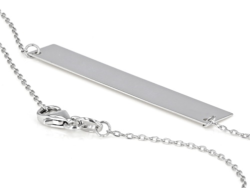 10K White Gold Diamond-Cut Engravable Bar Necklace - Size 18