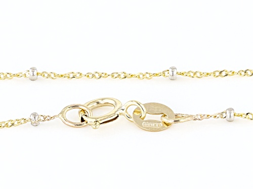 10K Yellow Gold and Rhodium Over 10K Yellow Gold Bead Station Rolo 18 Inch Necklace - Size 18