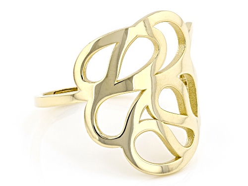 10K Yellow Gold Abstract Heart Ring - Size 7