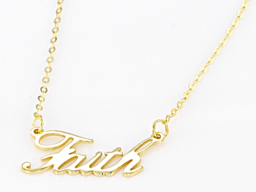 10K Yellow Gold Faith Script 18 Inch Necklace - Size 18