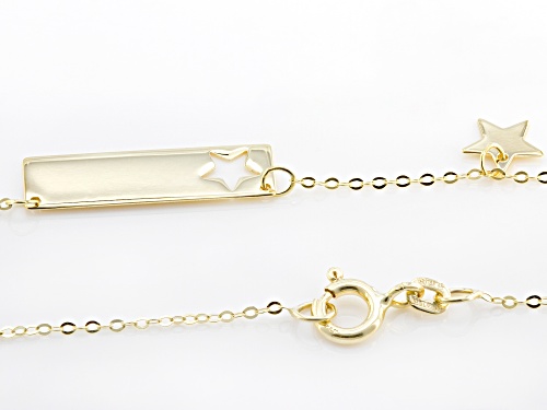 10k Yellow Gold Cut-Out Star Bar 18 Inch Necklace - Size 18