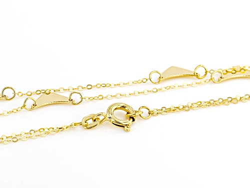 10K Yellow Gold 2 Row Pyramid Station Necklace - Size 18