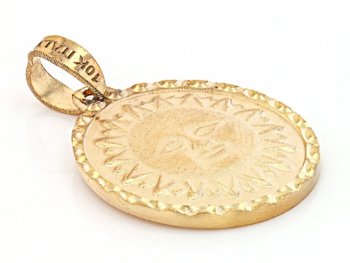 10k Yellow Gold Reversible Moon And Sun Pendant