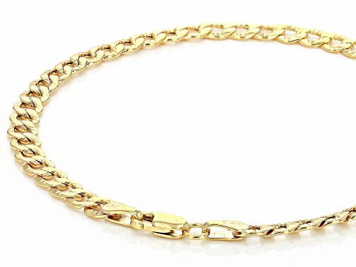 10k Yellow Gold 4.5mm Hammered Curb Link Bracelet - Size 7.5