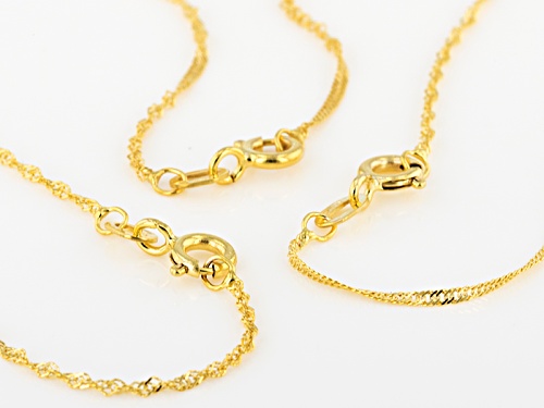 10k Yellow Gold Singapore 18 Inch 20 Inch 24 Inch Chain Necklace Set Of Three