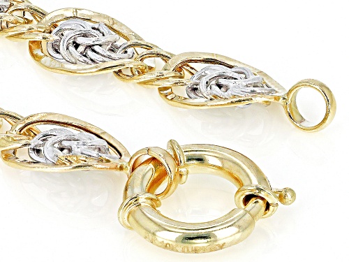 10k Yellow Gold and Rhodium over 10K White Gold Two-Tone Rosetta Bracelet - Size 8