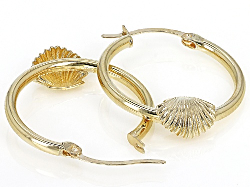 10K Yellow Gold Sea Life Hoop Earrings