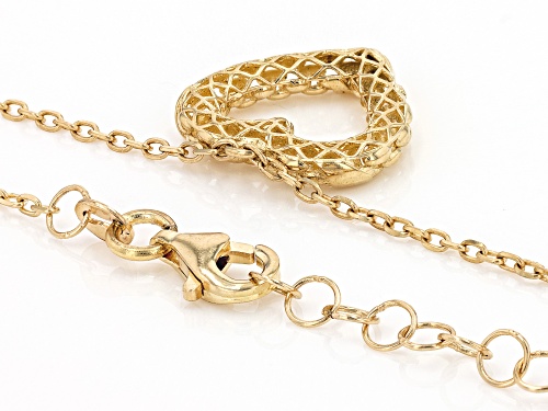 Splendido Oro™ 14k Yellow Gold Textured Mesh Heart 20 Inch Necklace - Size 20
