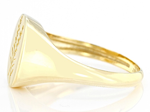 10k Yellow Gold Olive Branch Signet Ring - Size 8