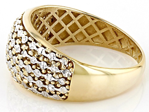 10k Yellow Gold & Rhodium Over 10k Yellow Gold Diamond-Cut Dome Ring - Size 6