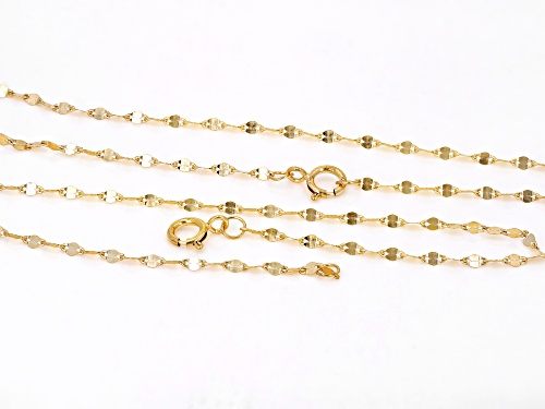 10k Yellow Gold 2mm Solid Mirror Link Bracelet & 20 Inch Chain Set of 2