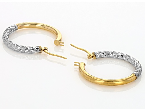 10k Yellow Gold & Rhodium Over 10k Yellow Gold Polished & Diamond-Cut 1 1/32