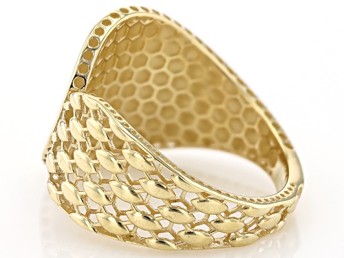10k Yellow Gold Polished & Diamond-Cut Ring - Size 6