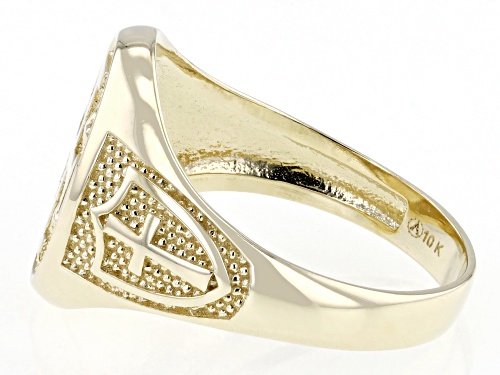 10k Yellow Gold Cross Signet Ring - Size 10
