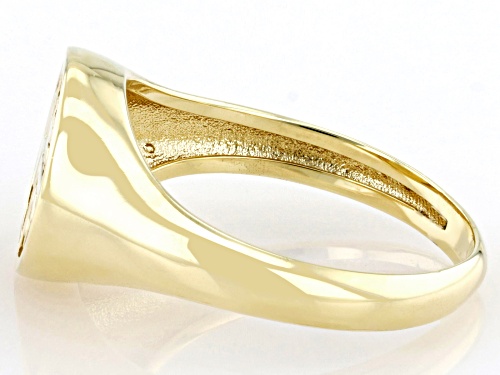 Splendido Italian Jewelry™ 10k Yellow Gold Hamsa, Clover, & Horseshoe Symbols Signet Ring - Size 6