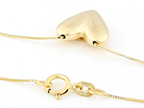 10k Yellow Gold Puff Heart Necklace - Size 20