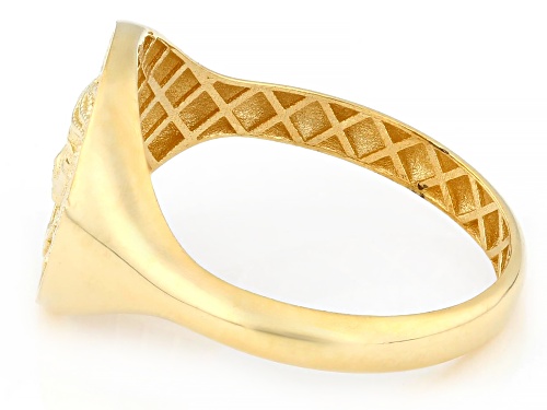 10k Yellow Gold Medusa Signet Ring - Size 7