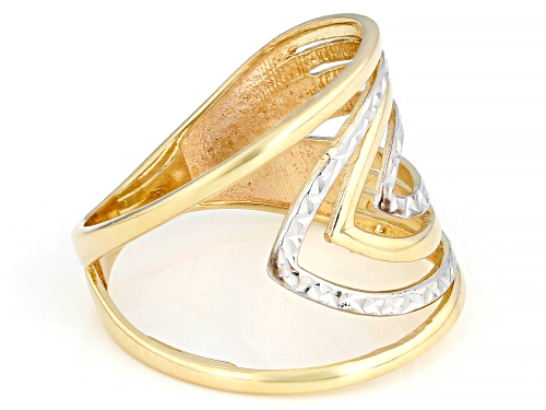 10k Yellow and White Gold Diamond Cut Multi-Row Marquise Ring - Size 6