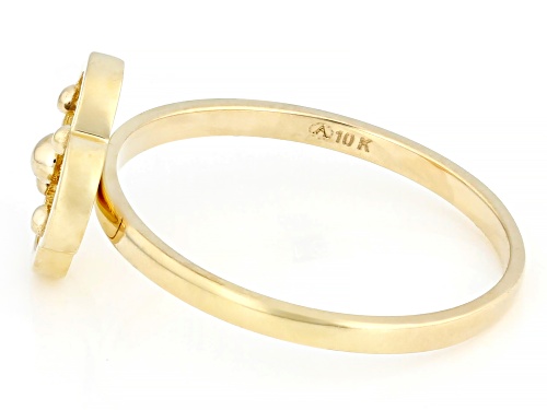 10k Yellow Gold Diamond Cut Clover Ring - Size 8