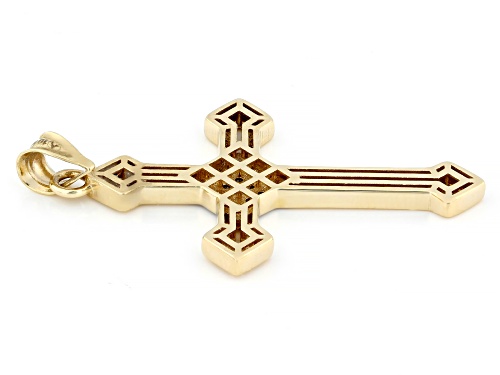 10k Yellow and White Gold with Bella Luce® 0.32ctw Diamond Simulant Two-Tone Cross Pendant