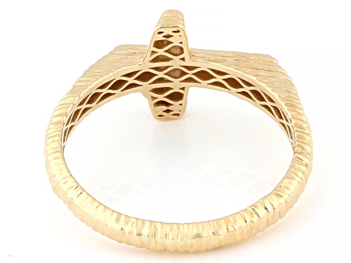 14k Yellow Gold Textured Cross Ring - Size 8
